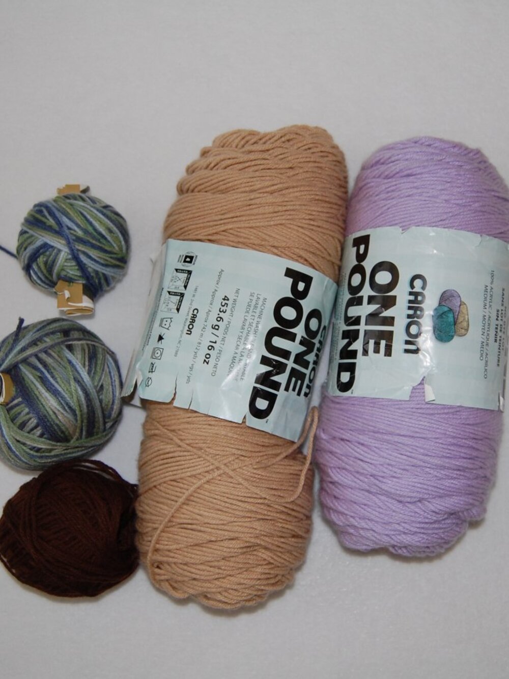 Caron One Pound Acrylic Yarn, #4 Worsted, Lilac + 20 oz Used Yarn